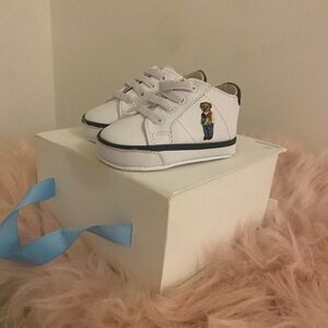 White Kids Shoes with Bear Design